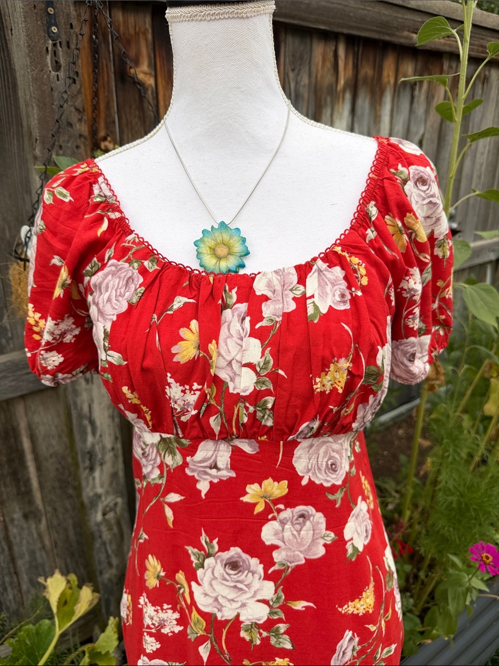 As U Wish Floral Midi Dress in Red Med EUC - Picture 2 of 7
